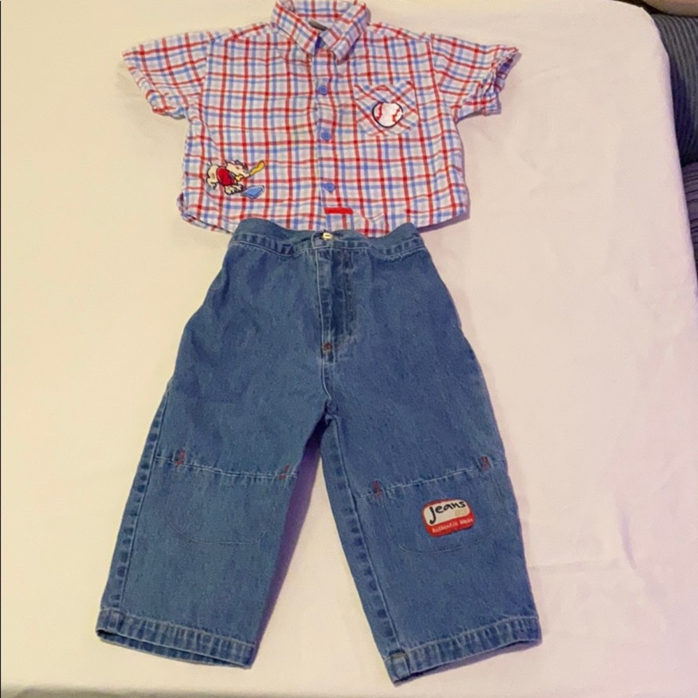 Simply Basic Size 2T Short Sleeve Jean set